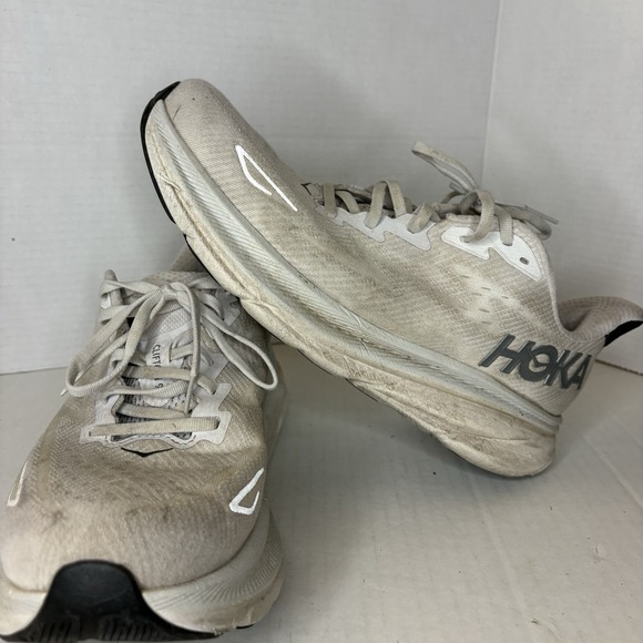 Hoka One One Clifton 9 White Running Shoes Mens 10.5 2E Wide - Picture 5 of 9